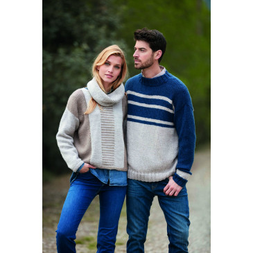 Modèle de Pull Homme Merino Aran Natur