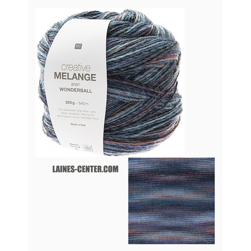 Rico Design Creative Melange Aran Wonderball 200g: Gomitolo Lana Sfumata 5mm Per Maglia E Uncinetto