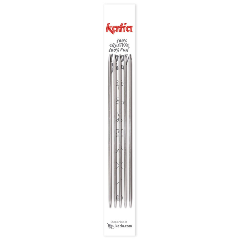 Aiguilles double pointe 20 cm aluminium Katia